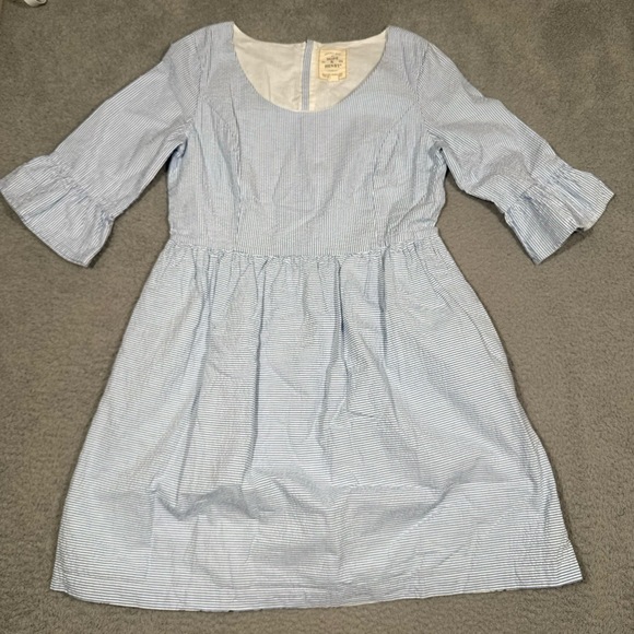 Dresses & Skirts - Hope And Henry Dress Womens Size 8 Blue White Striped Pleated Scoop Neck Coastal